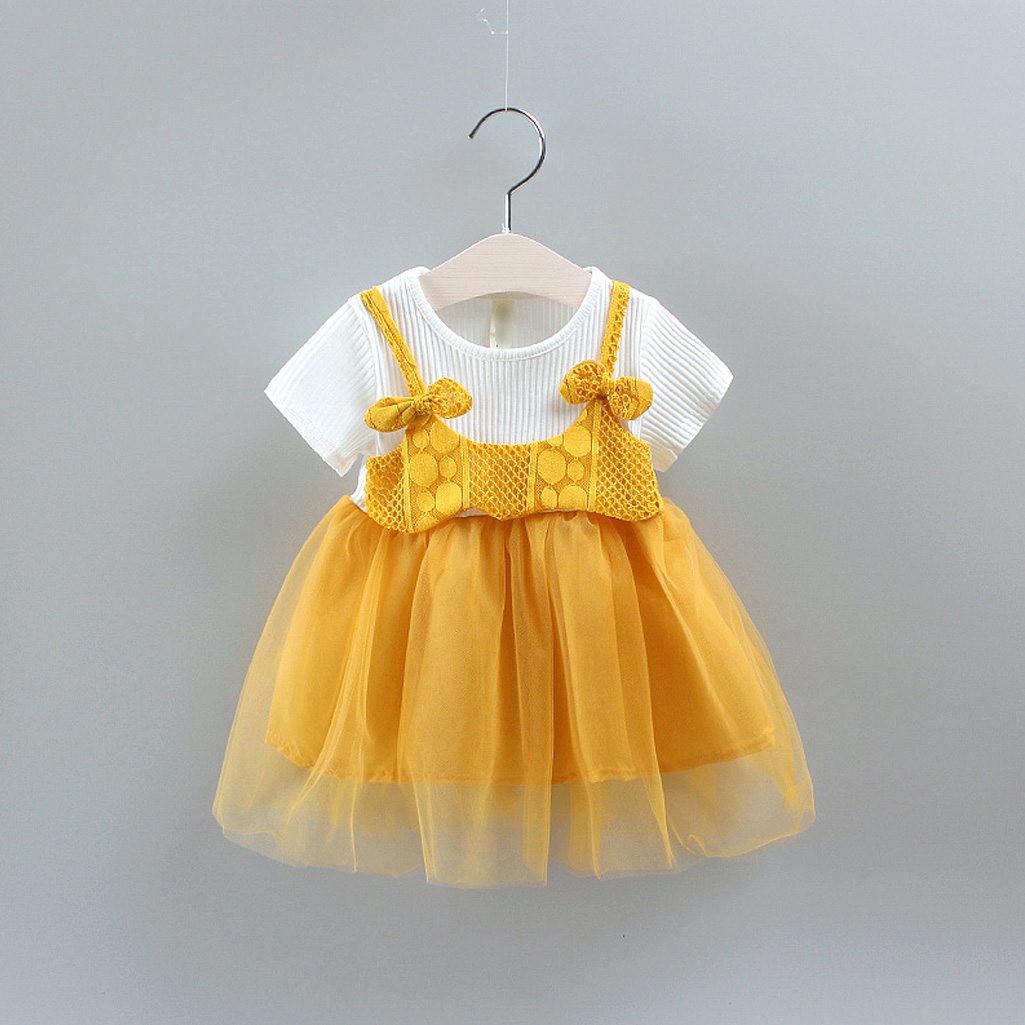 

Bowknot Decor Color Block Tulle Dress