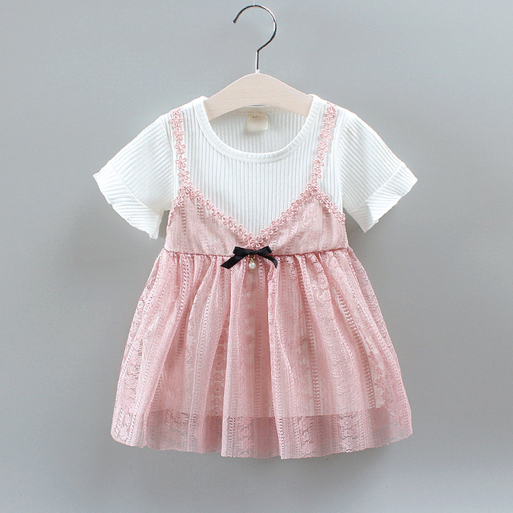 

Bowknot Decor Lace Princess Dress