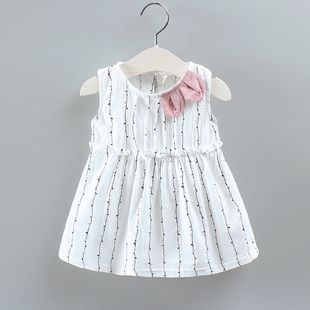 

Bowknot Decor Leaf Print Sleeveless Dress