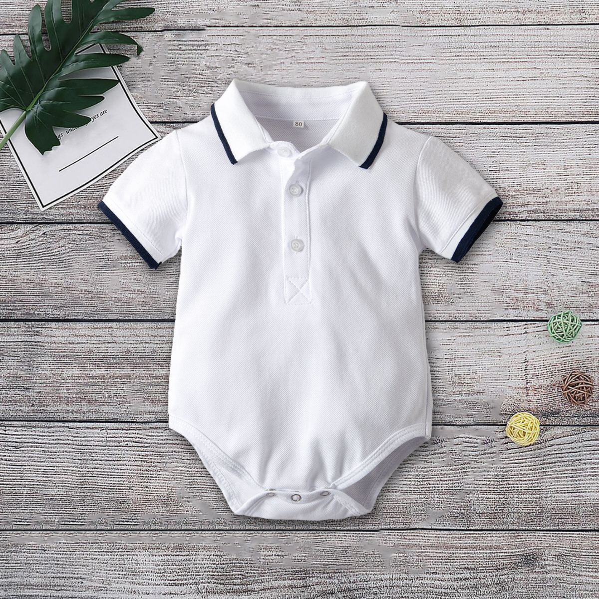 

Casual Polo Collar Shirt Bodysuit for Baby and Toddler