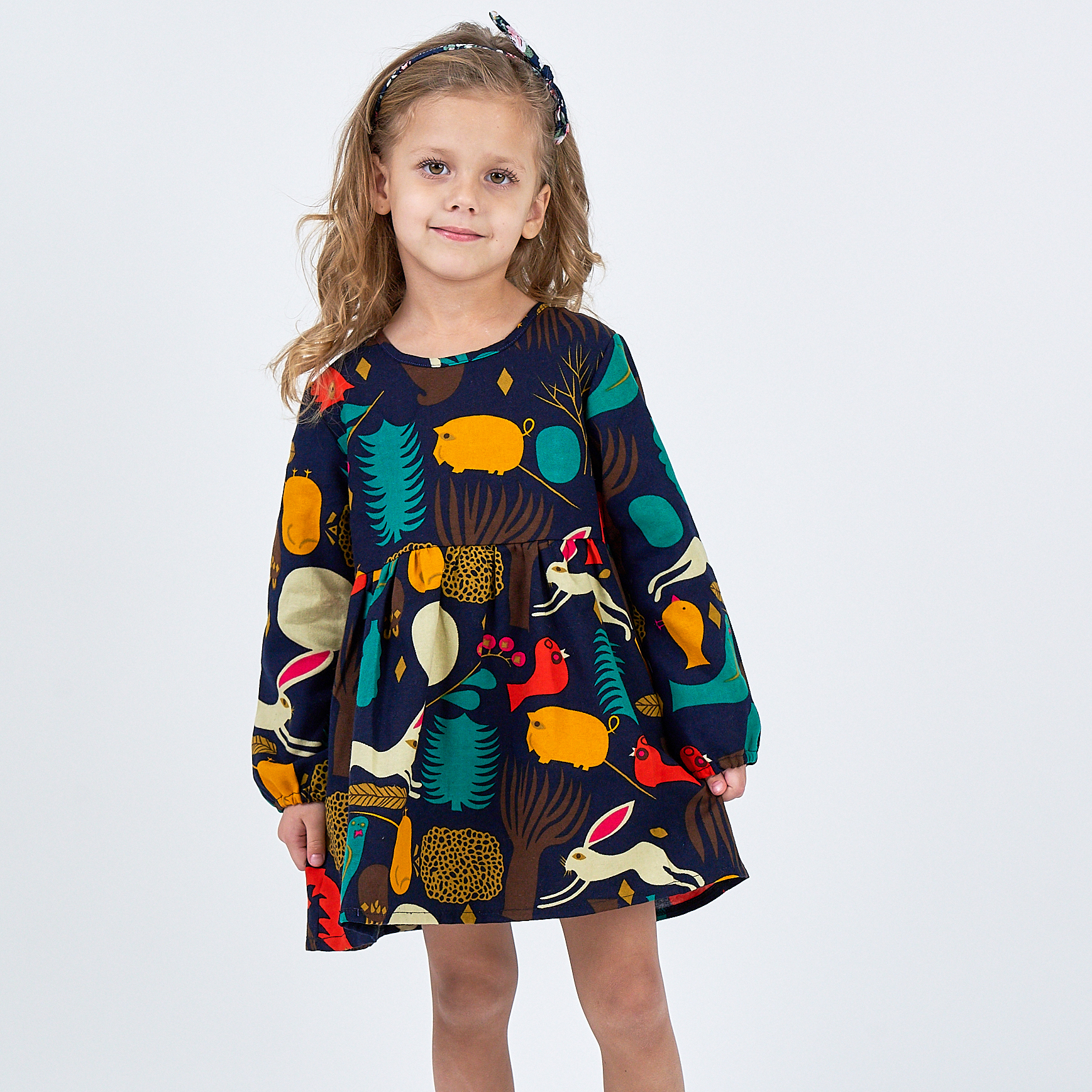 

Forest Animal Print Long Sleeve Dress