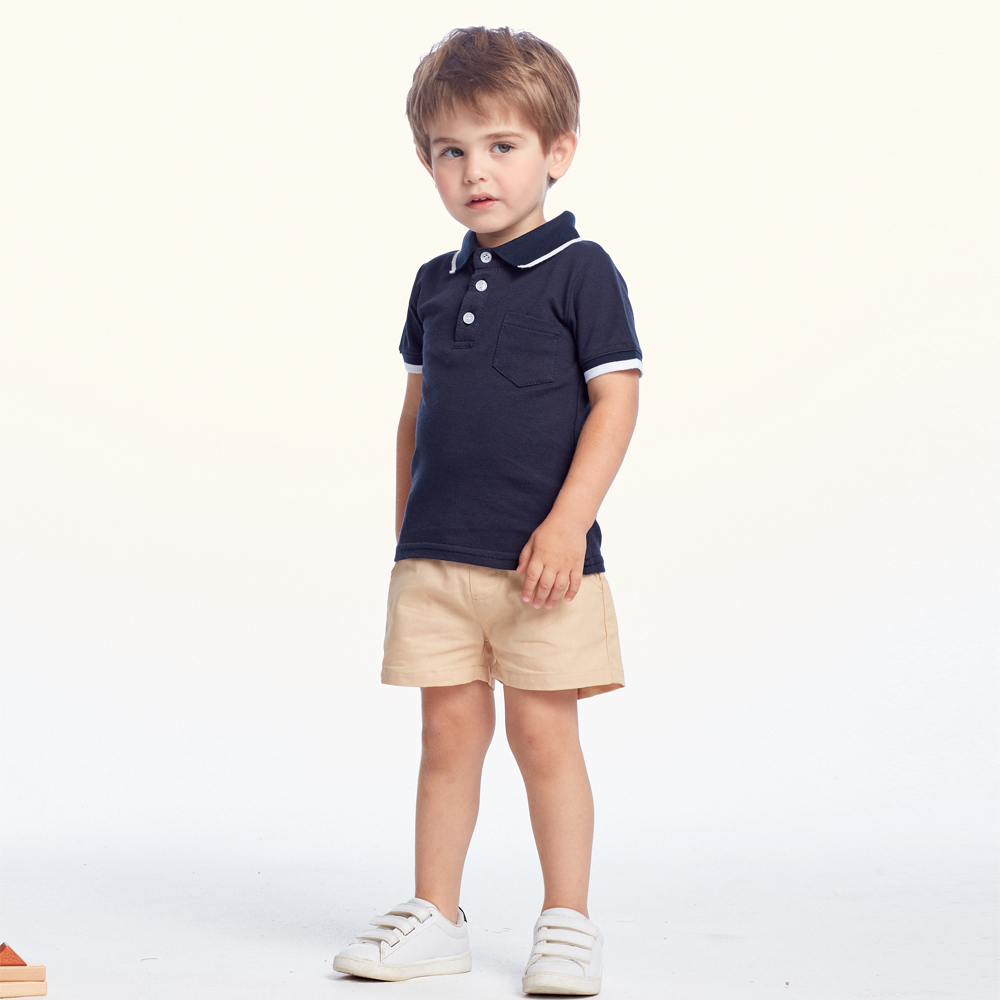 

Solid Cotton Polo Shirt and Shorts Set