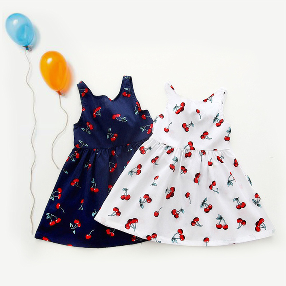 

V-Back Cherry Print Summer Dress