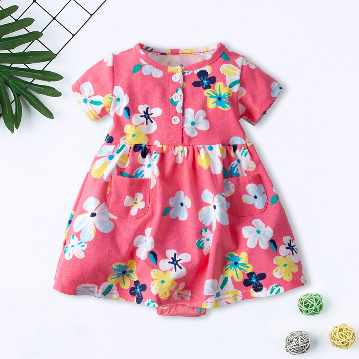 

Floral Bodysuit Dress in Rosy