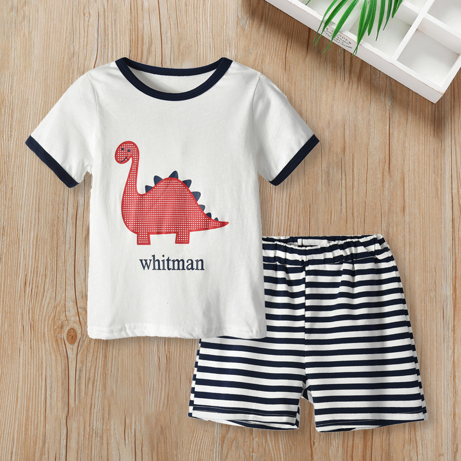 

Baby / Toddler Cute Dino Print Tee and Striped Shorts Set
