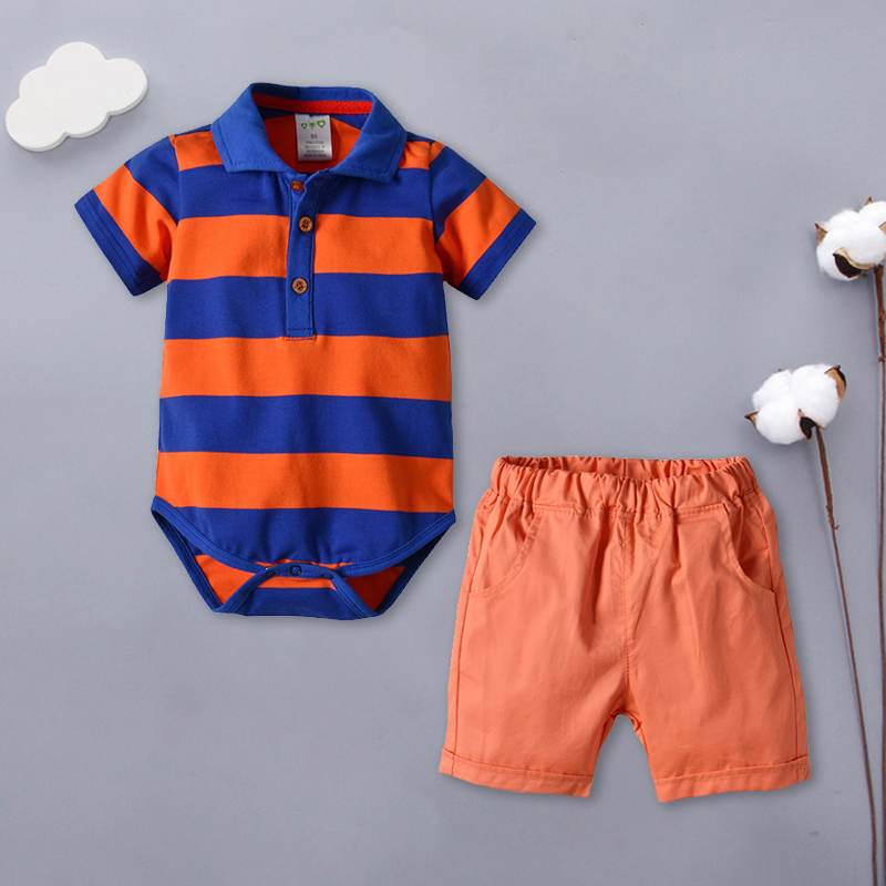 

Striped Bodysuit and Solid Shorts Set