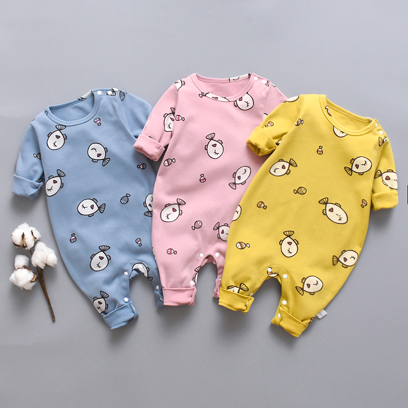 

Baby Boy / Girl Cute Fish Allover Cotton Style Long-sleeve Jumpsuit