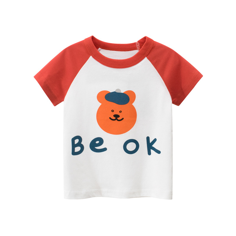 

Baby / Toddler Girl Adorable Bear Print Colorblock Tee