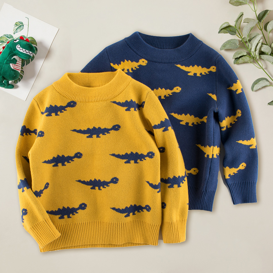 

Trendy Dinosaur Allover Print Knitted Sweaters