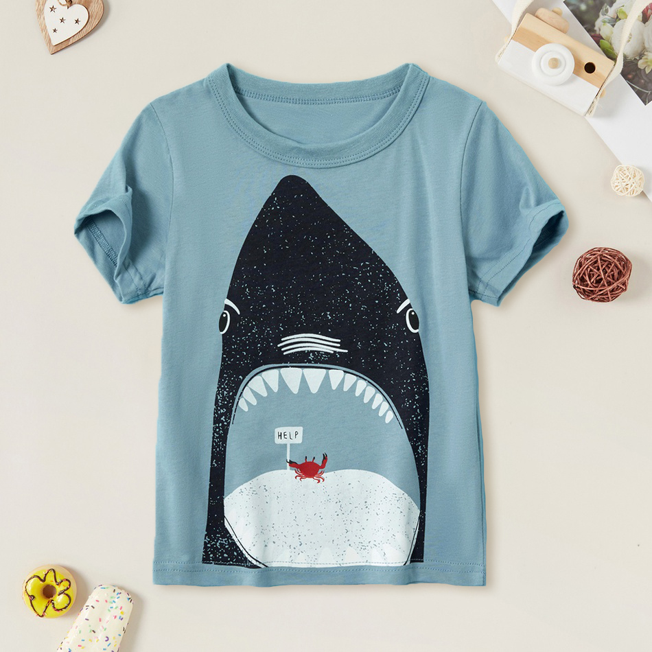 

Stylish Kid Boy Shark Pattern Short-sleeve Tee