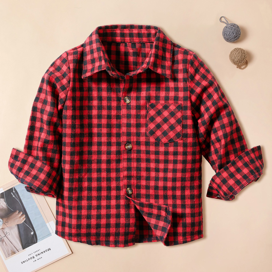 

Trendy Christmas Plaid Long-sleeve Shirt for Boy
