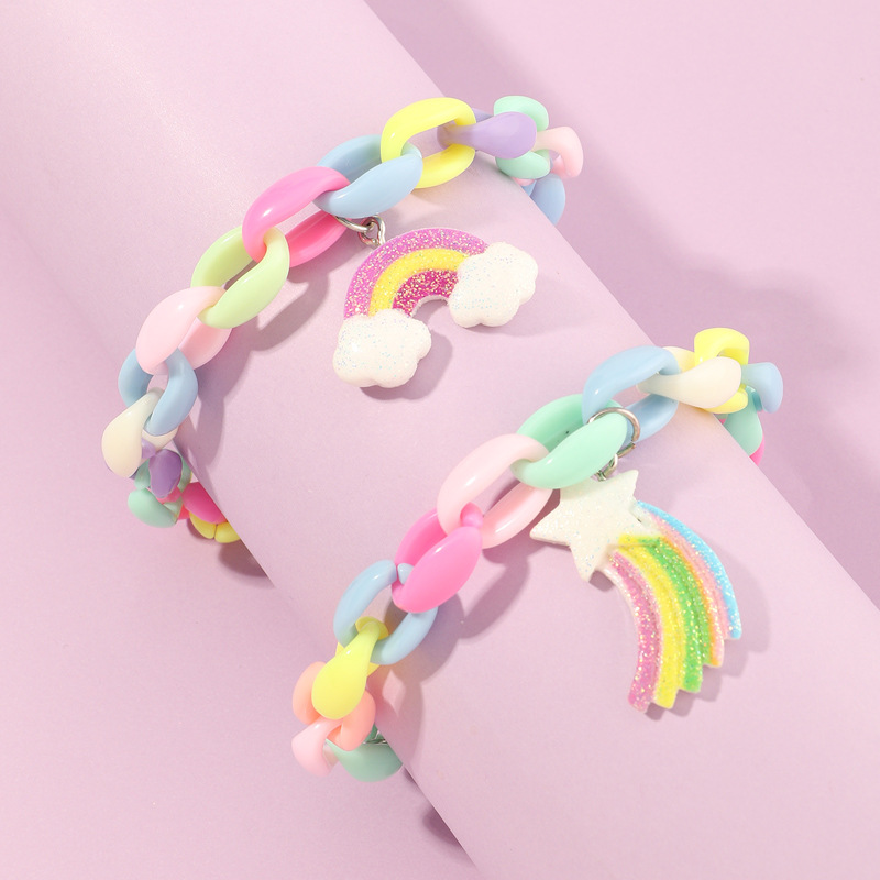 

2-pack Rainbow Pendant Colorful Necklace for Girls