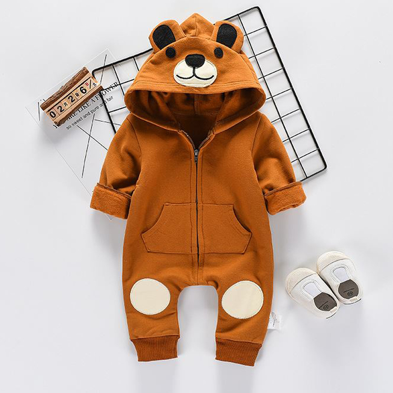 

Baby 3D Bear Ears Design Hooded Long-sleeve Jumpsuit