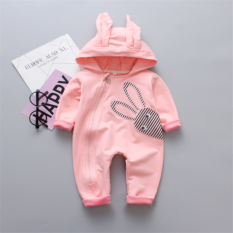 

Rabbit Design Ear Decor Hooded Jumpsuit for Baby