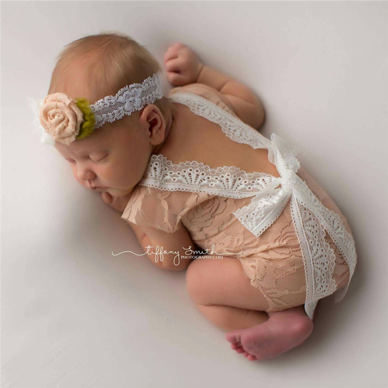 

2019 Baby / Toddler Coral Lace Style Backless Bowknot Decor Bodysuit