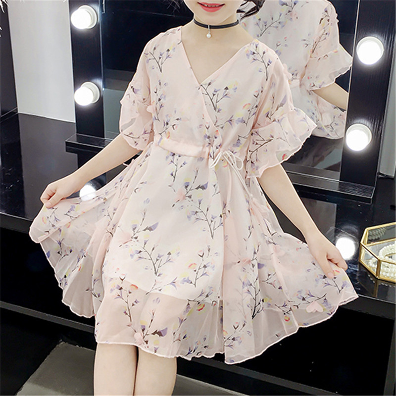 

Sweet Floral Short-sleeve Dress