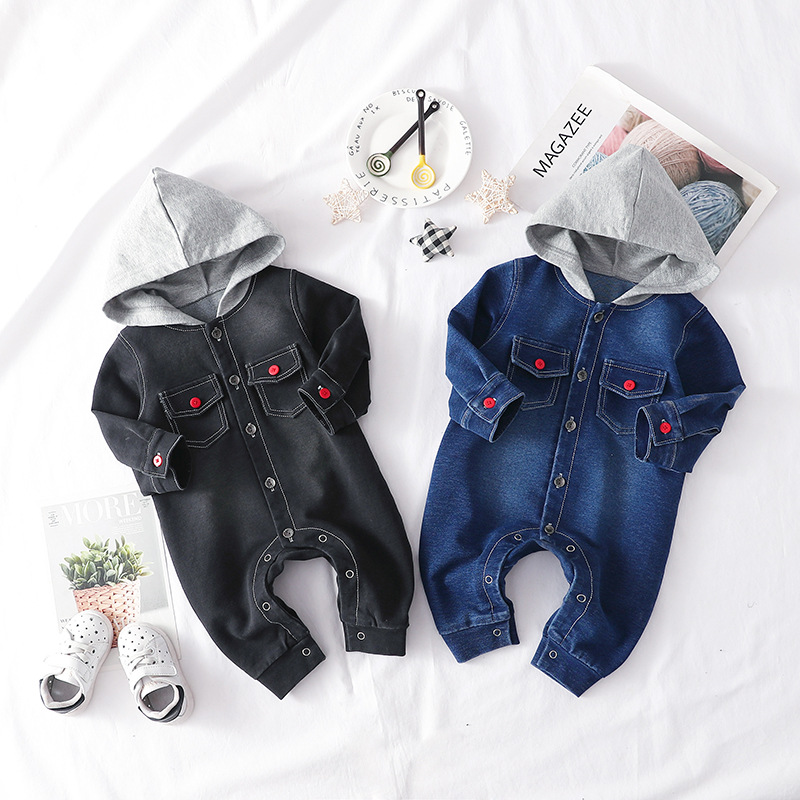 

Baby Trendy Dennim Style Long-sleeve Jumpsuit