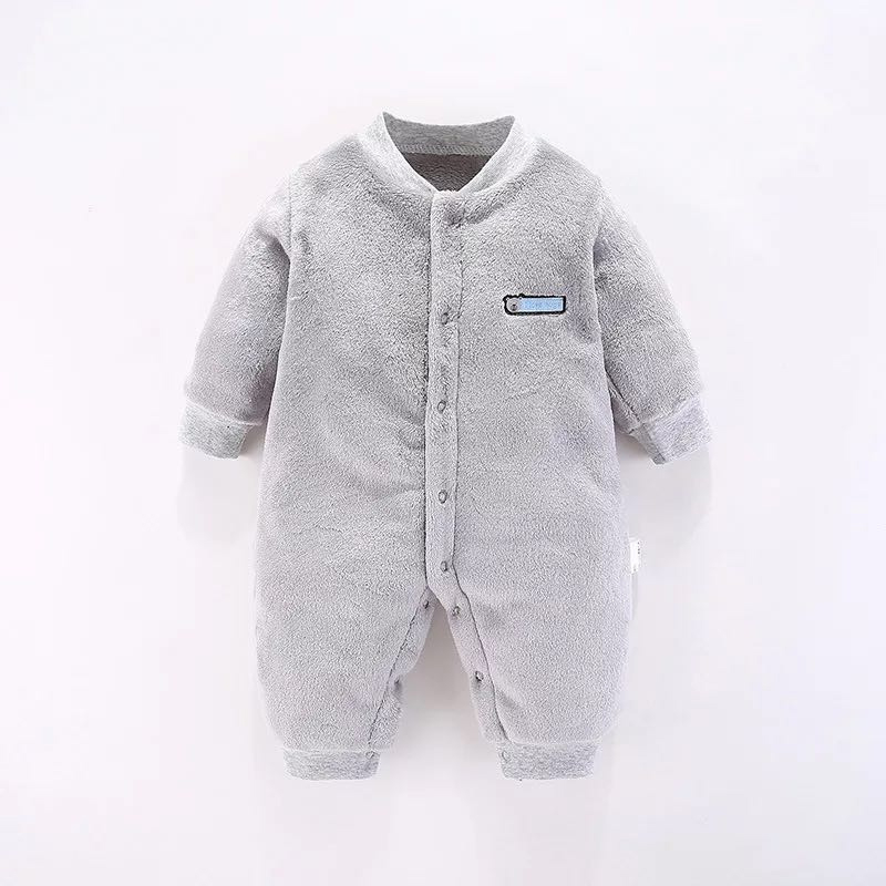 

Baby Boy Solid Bear Design Long-sleeve Jumpsuit