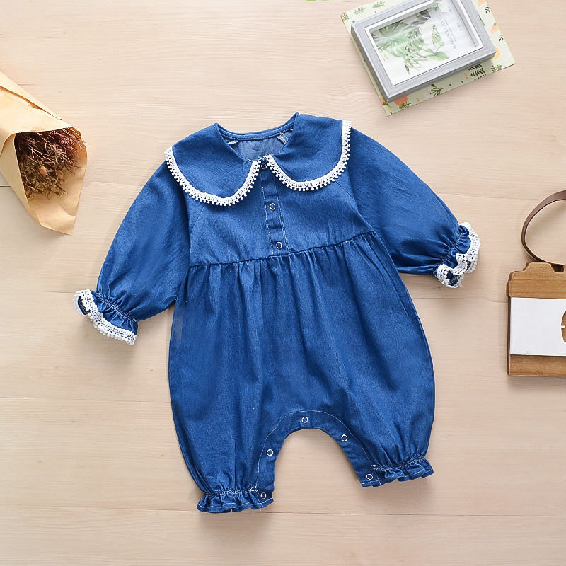 

Baby Denim Lace Decor Jumpsuit