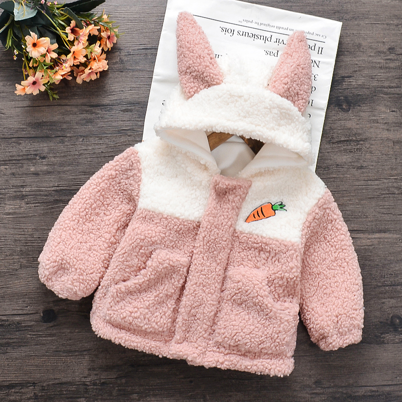 

Baby / Toddler Girl Carrot Embroidered Animal Rabbit Hooded Coat