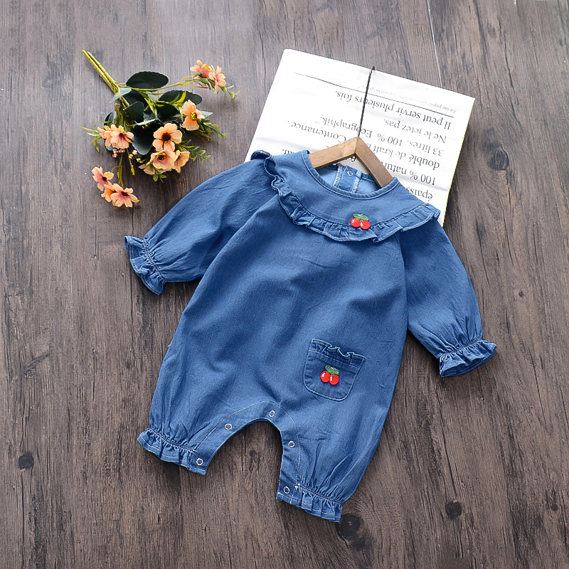 

Baby Sweet Cherry Denim Bodysuits