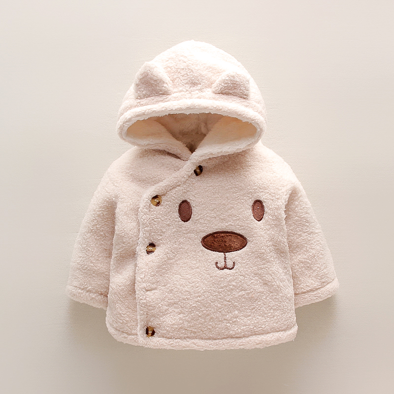 

Baby / Toddler Cartoon Bear Fluff Long-sleeve Hooded Coat