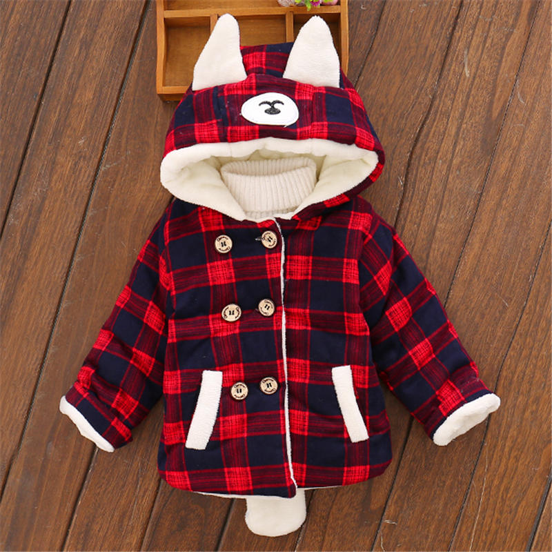 

Baby Unisex casual Plaid Coat & Jacket Hooded Autumn Winter Jacket Warm Outerwear Children jacket Clothes