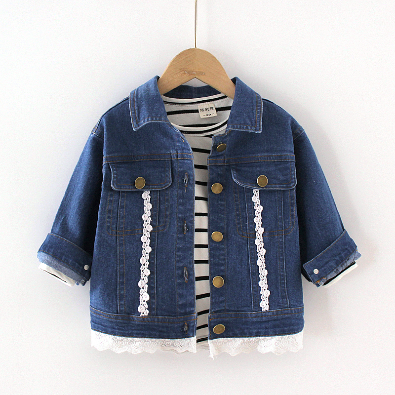

Baby / Toddler Girl Fashionable Lace Denim Jacket & Coat