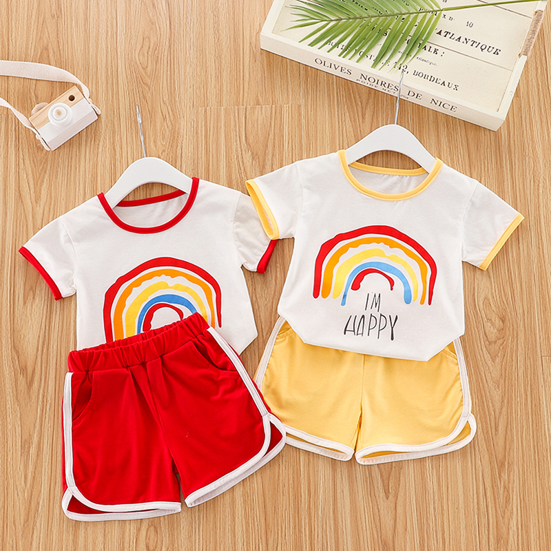 

2-piece Baby / Toddler Rainbow Tee and Casual Shorts Set