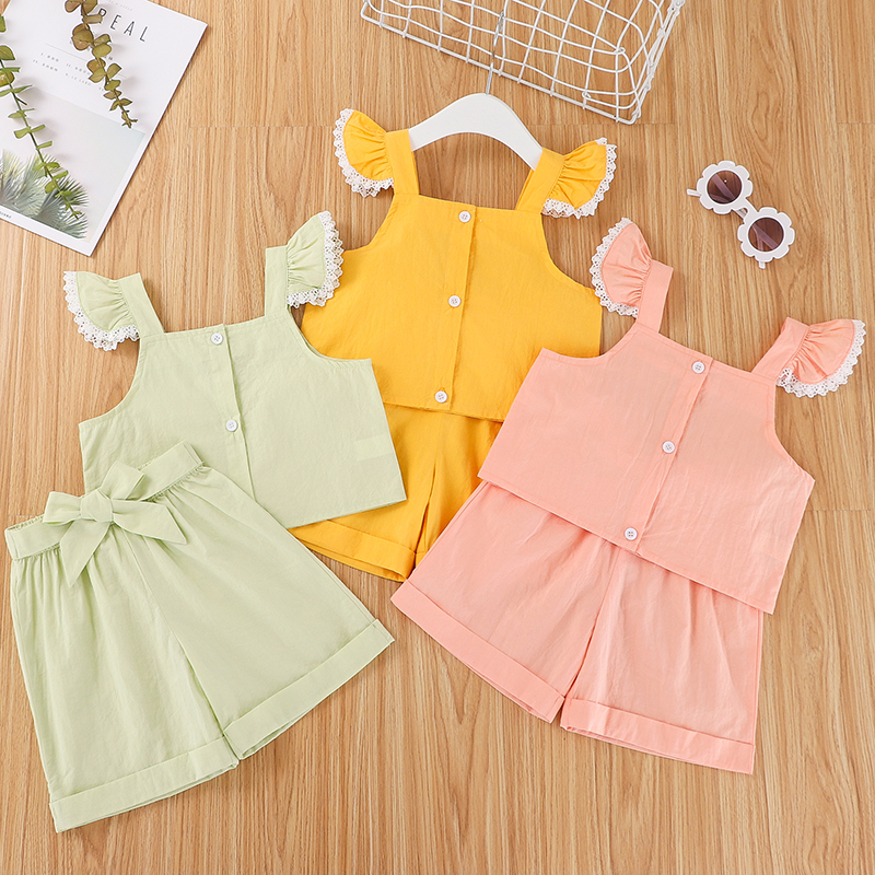 

2-piece Baby / Toddler Girl Solid Camisole and Shorts Set