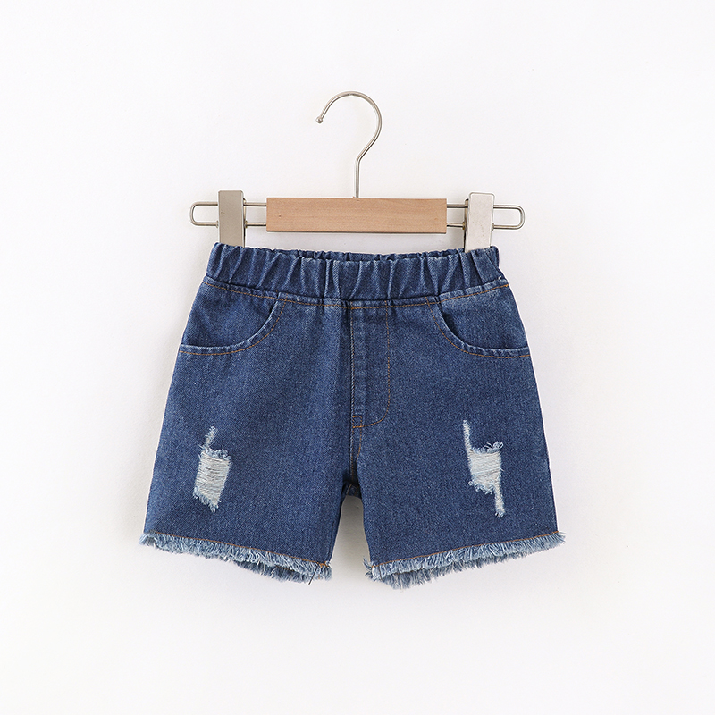 

1-piece Toddler Unisex Tasseled Denim Elasticized Shorts Jeans