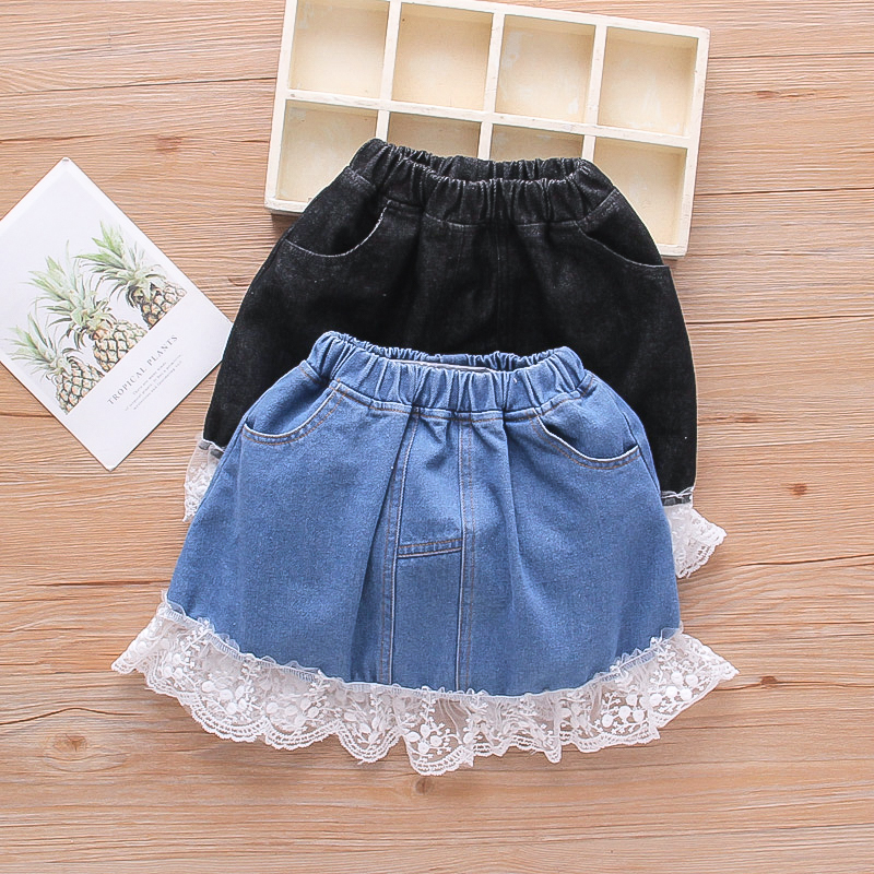 

Toddler Girl Denim Lace Skirt