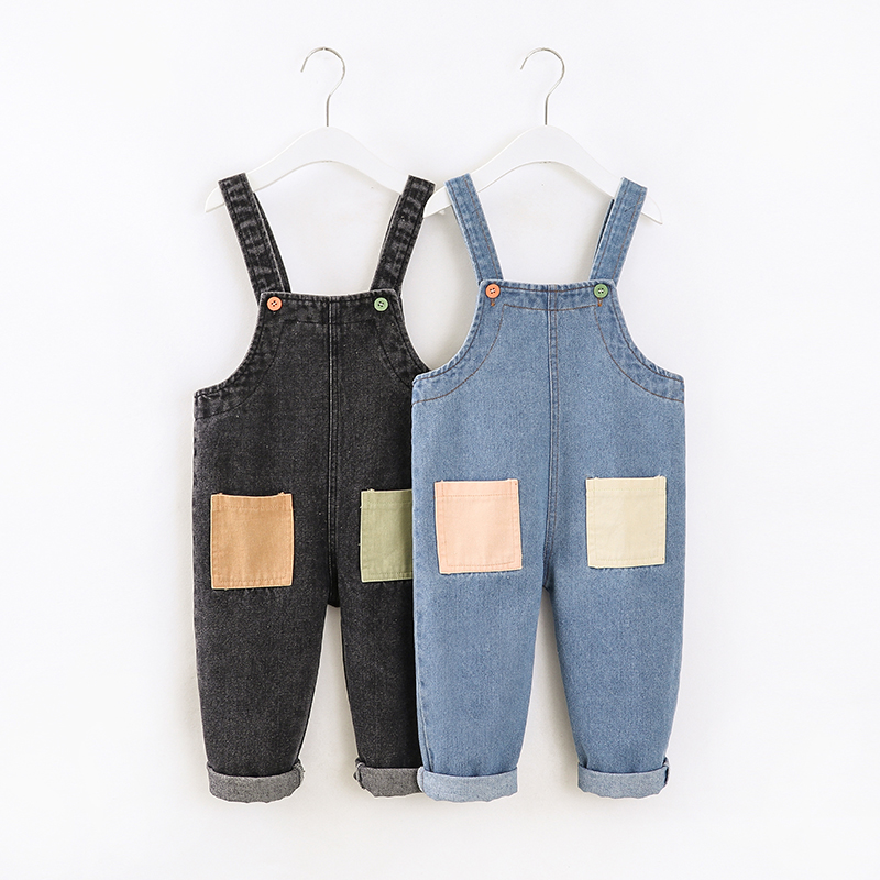 

Baby / Toddler Casual Denim Pocket Overalls