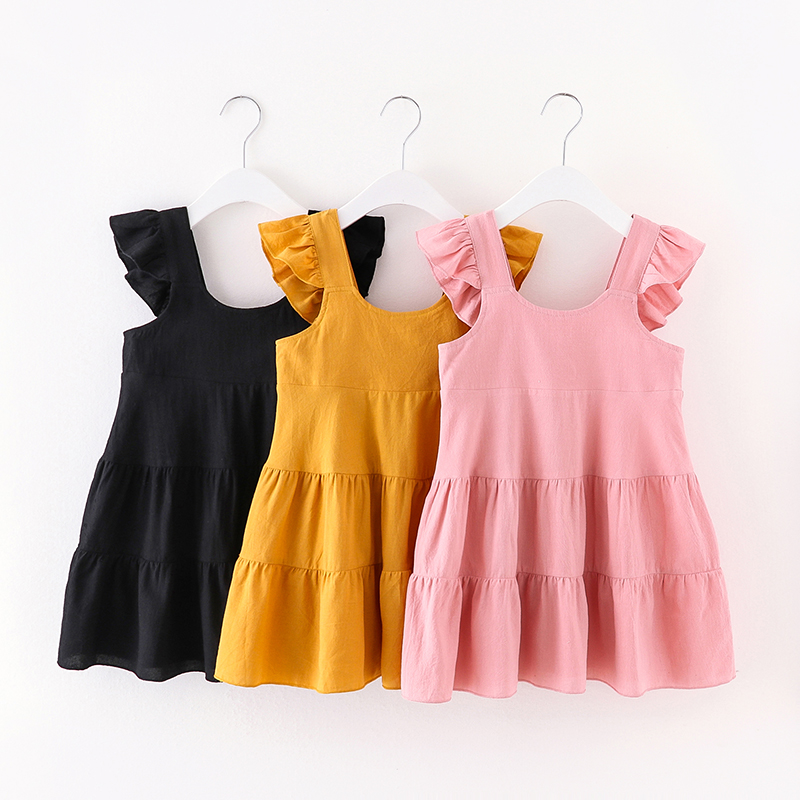 

Toddler Girl Cute Solid Ruffled Dress