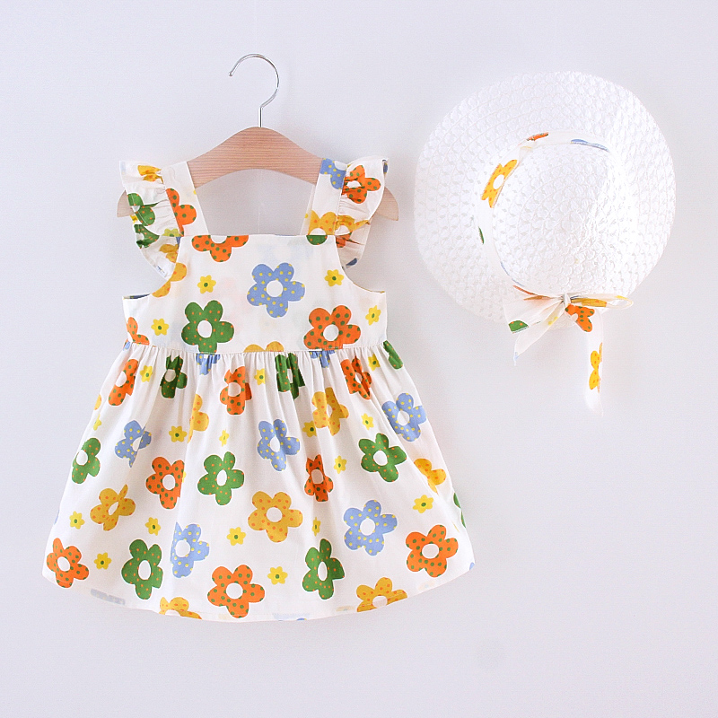 

2-piece Toddler Girl Floral Ruffled Dress with Hat