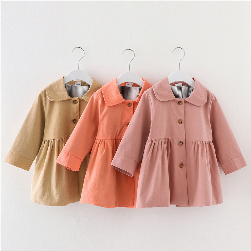 

Baby / Toddler Solid Polo Collar Coats & Windbreaks