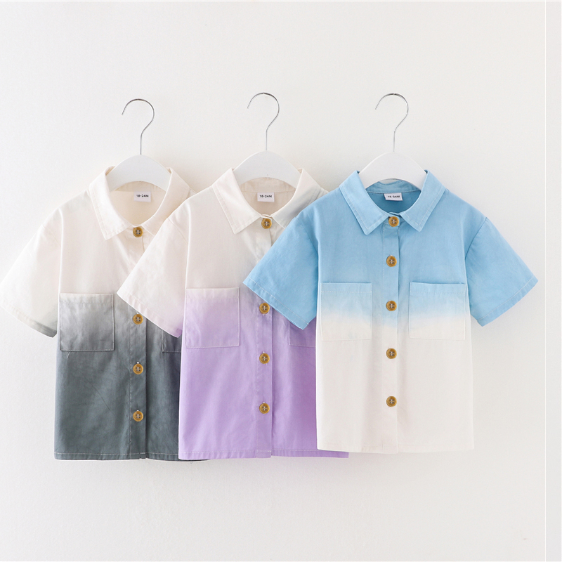 

Toddler Boy Chic Tie Dyed Blue Shirt