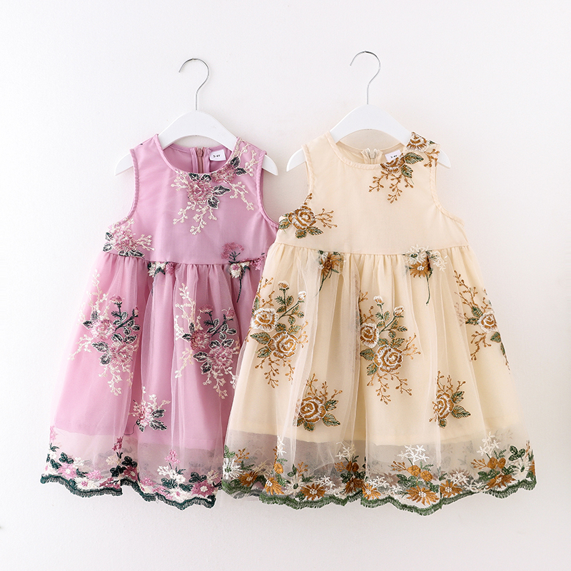 

Toddler Girl Floral Print Mesh Party Princess Dress