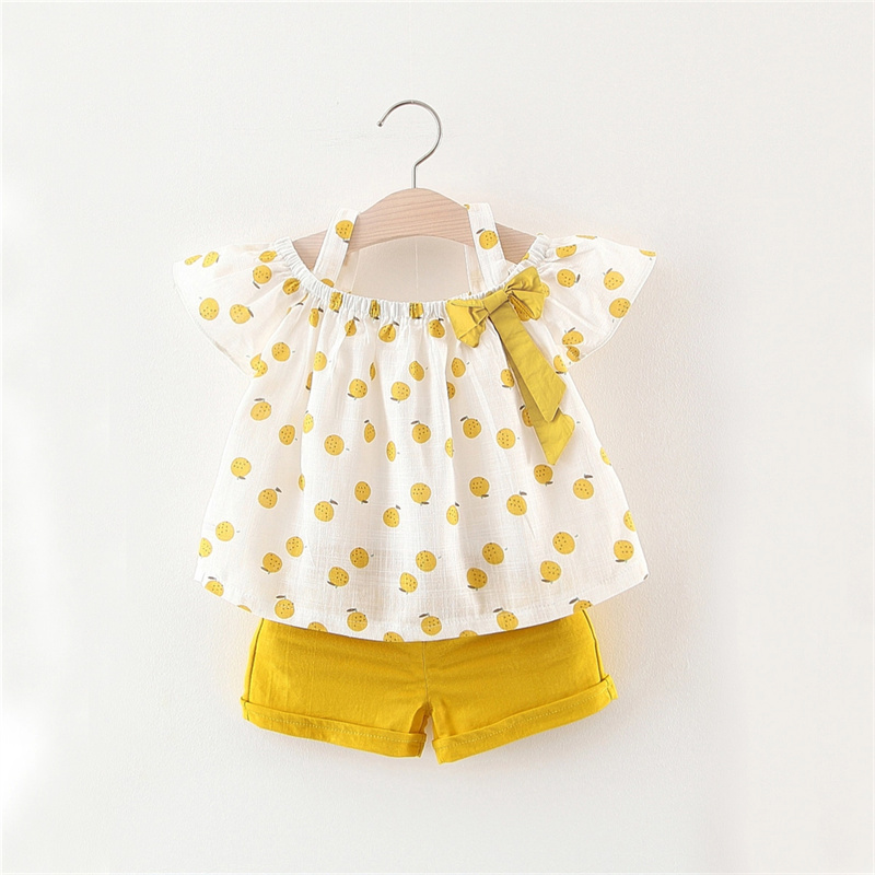 

2pcs Fruit Apple Print Bowknot Baby Set