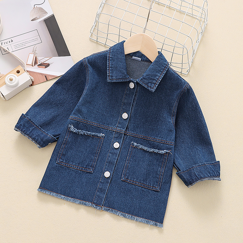 

Toddler Boy 100% Cotton Lapel Collar Button Design Denim Jacket Coat