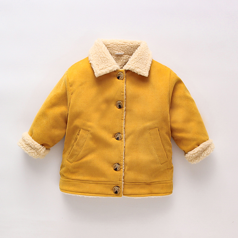 

Baby Solid Corduroy Fleece Long-sleeve Button Front Coat Jacket