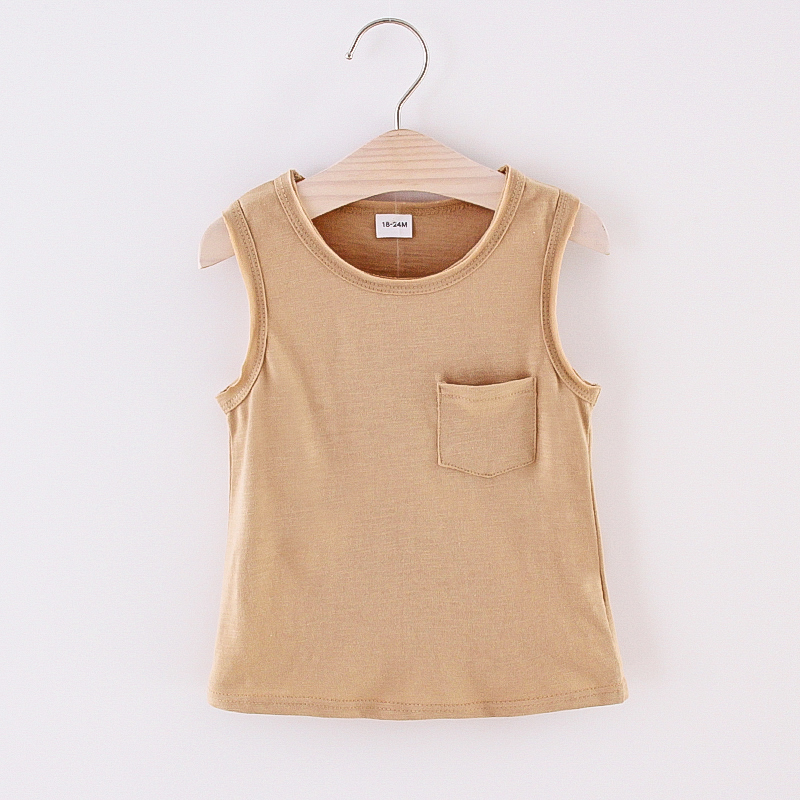 

Toddler Girl/Boy 100% Cotton Pocket Design Solid Tank