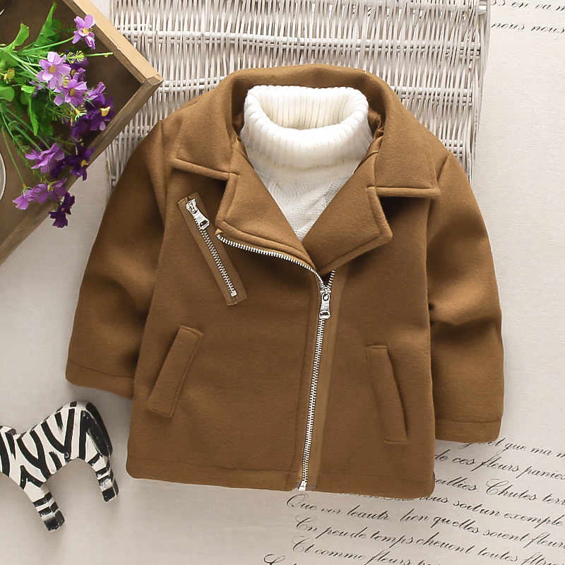 

Toddler Girl/Boy Casual Lapel Collar Zipper Design Coat