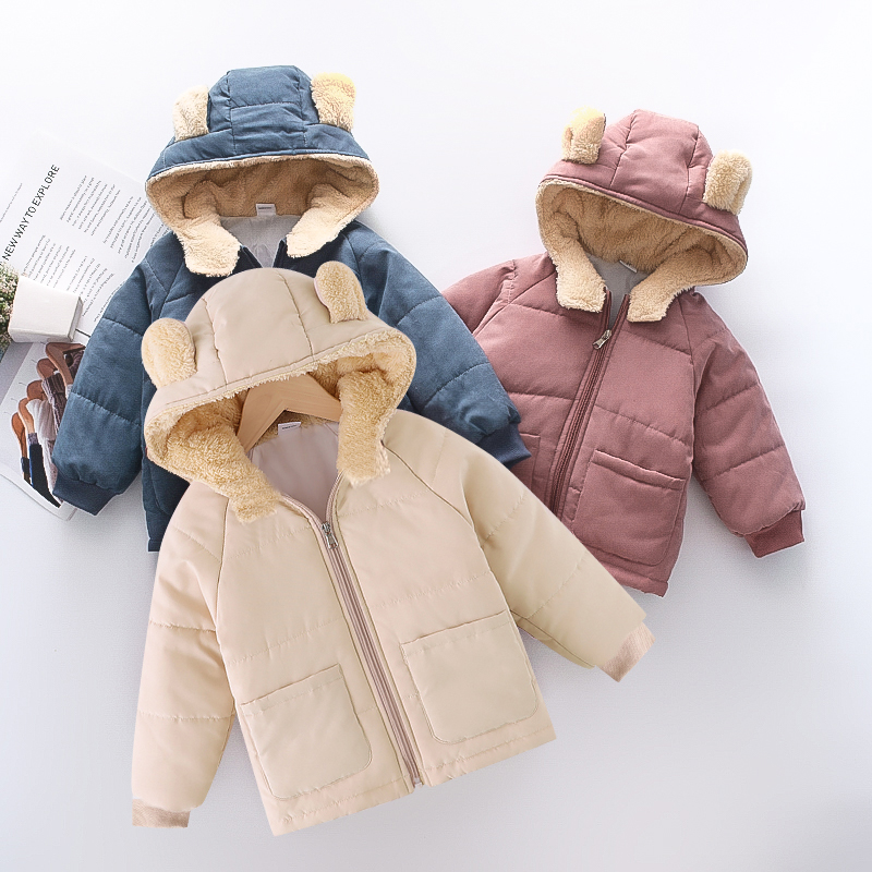 

Toddler Girl Fleece Lined Ear Design Hooded Padded Coat
