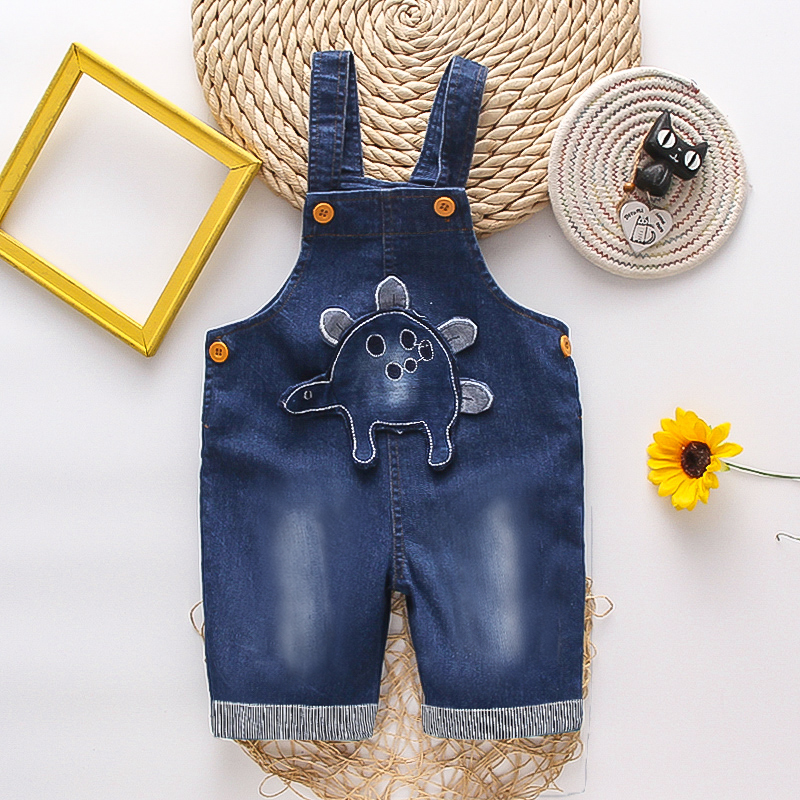 

Toddler Boy Dinosaur Embroidered Denim Overalls