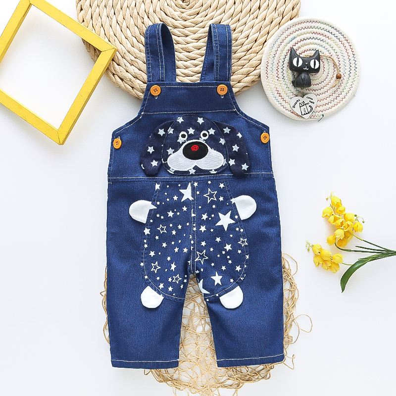 

Baby Boy/Girl Cartoon Dog Pattern Blue Denim Overalls