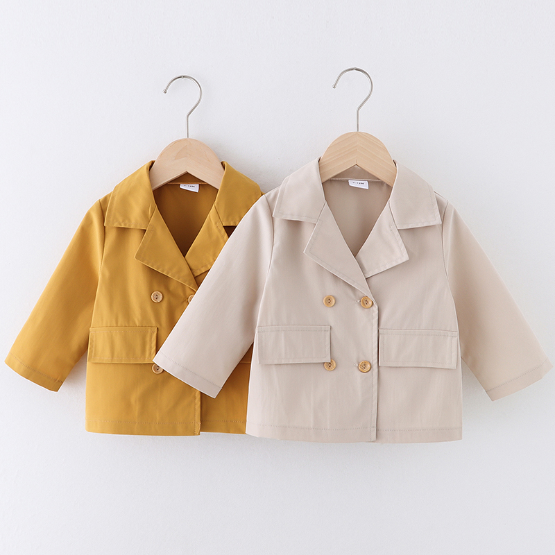 

Baby Boy/Girl Solid Lapel Long-sleeve Double Breasted Blazer