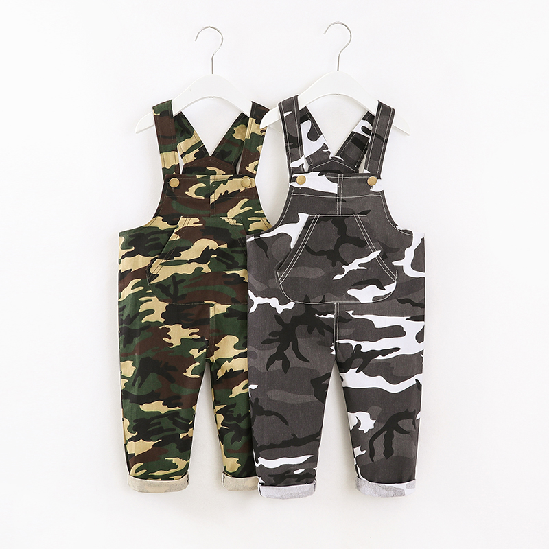 

Toddler Boy Casual 100% Cotton Camouflage Print Pocket Design Overalls