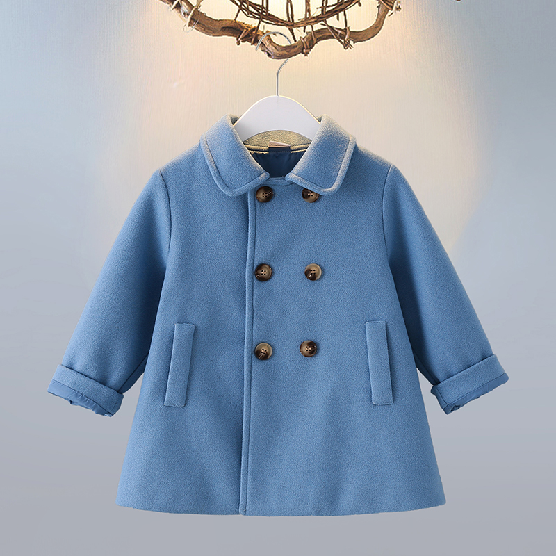 

Toddler Girl Sweet Lapel Collar Double Breasted Blend Coat