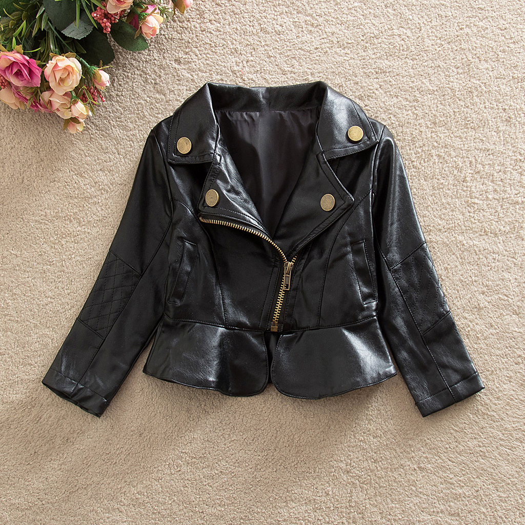 

Baby/ Toddler Girl's Solid Leather Coat